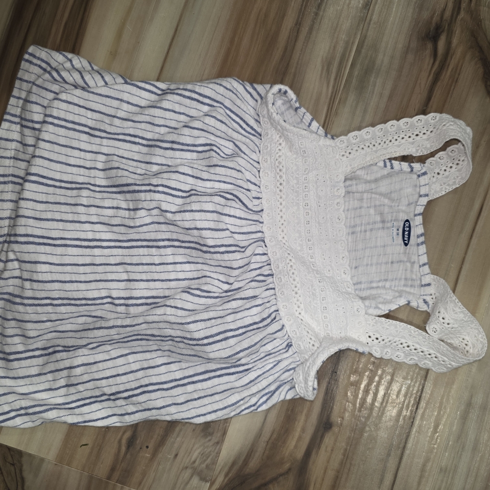 Old Navy White and Blue Striped Kids Blouse